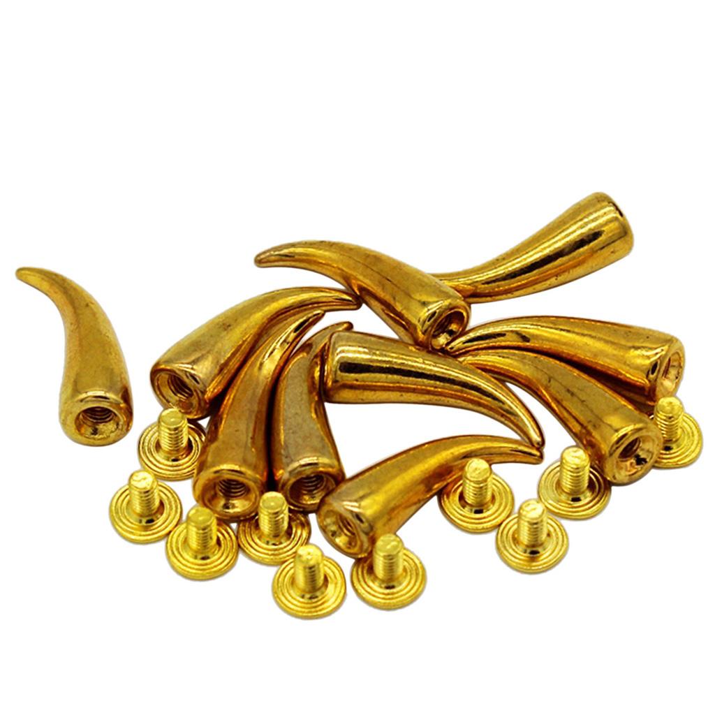 10 Sets Curved Cone Screwback Studs Rivets for DIY Leather Craft Punk Gold