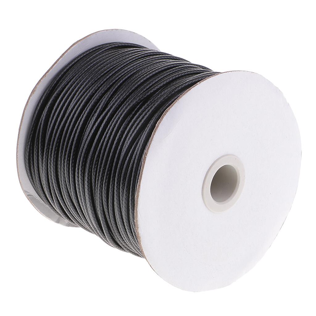1 Roll 2.5mm Cotton Waxed Cord /Thong for Hand Sewing Leather Craft Black