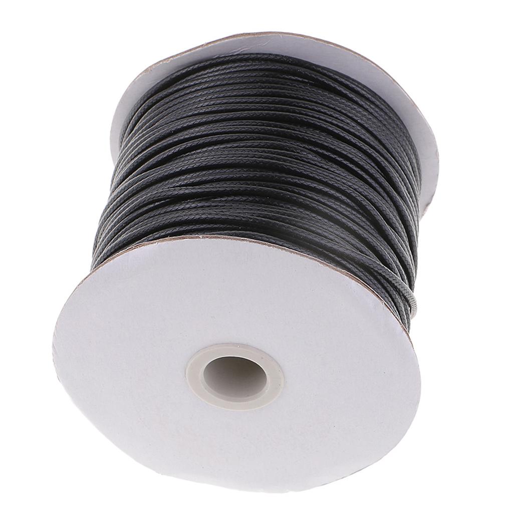1 Roll 2.5mm Cotton Waxed Cord /Thong for Hand Sewing Leather Craft Black