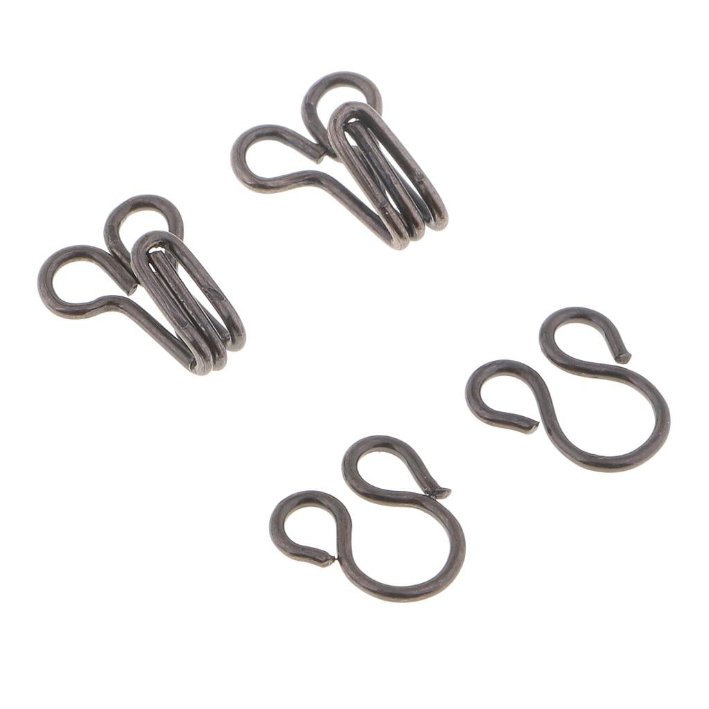 100 Set Metal Sewing Hooks and Eyes Closure for Pants Dresses Clothes Black