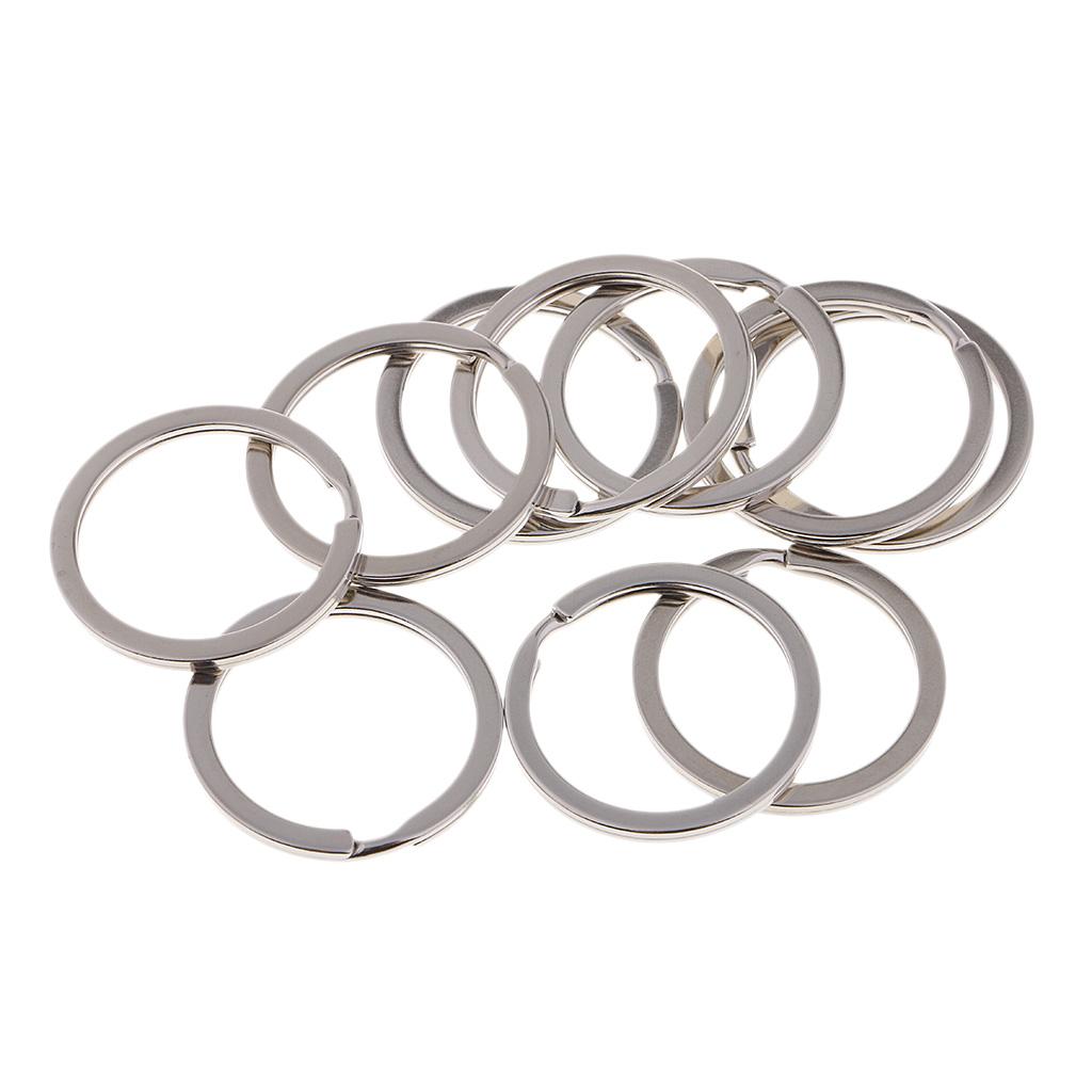 10Pcs Metal Flat Key Ring / Circular Keychain For Home Car Keys Attachment