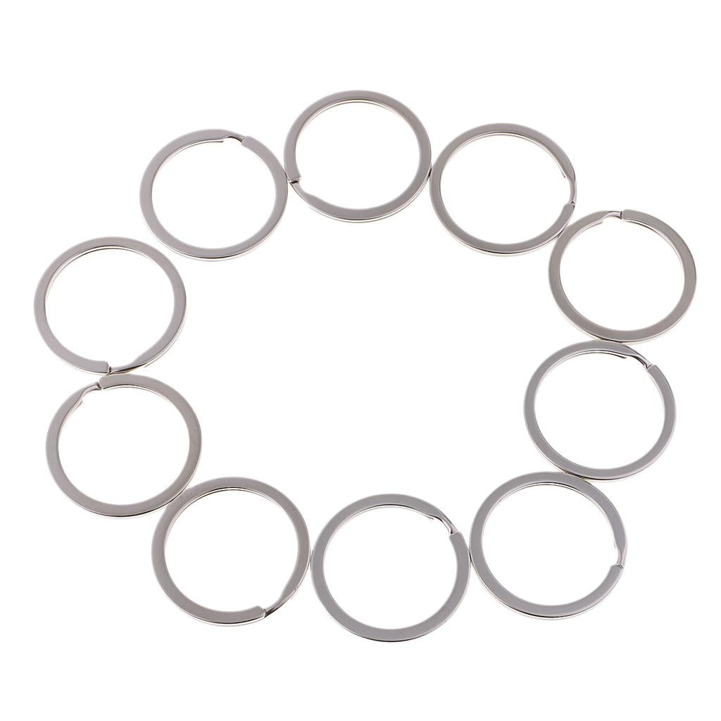 10Pcs Metal Flat Key Ring / Circular Keychain For Home Car Keys Attachment