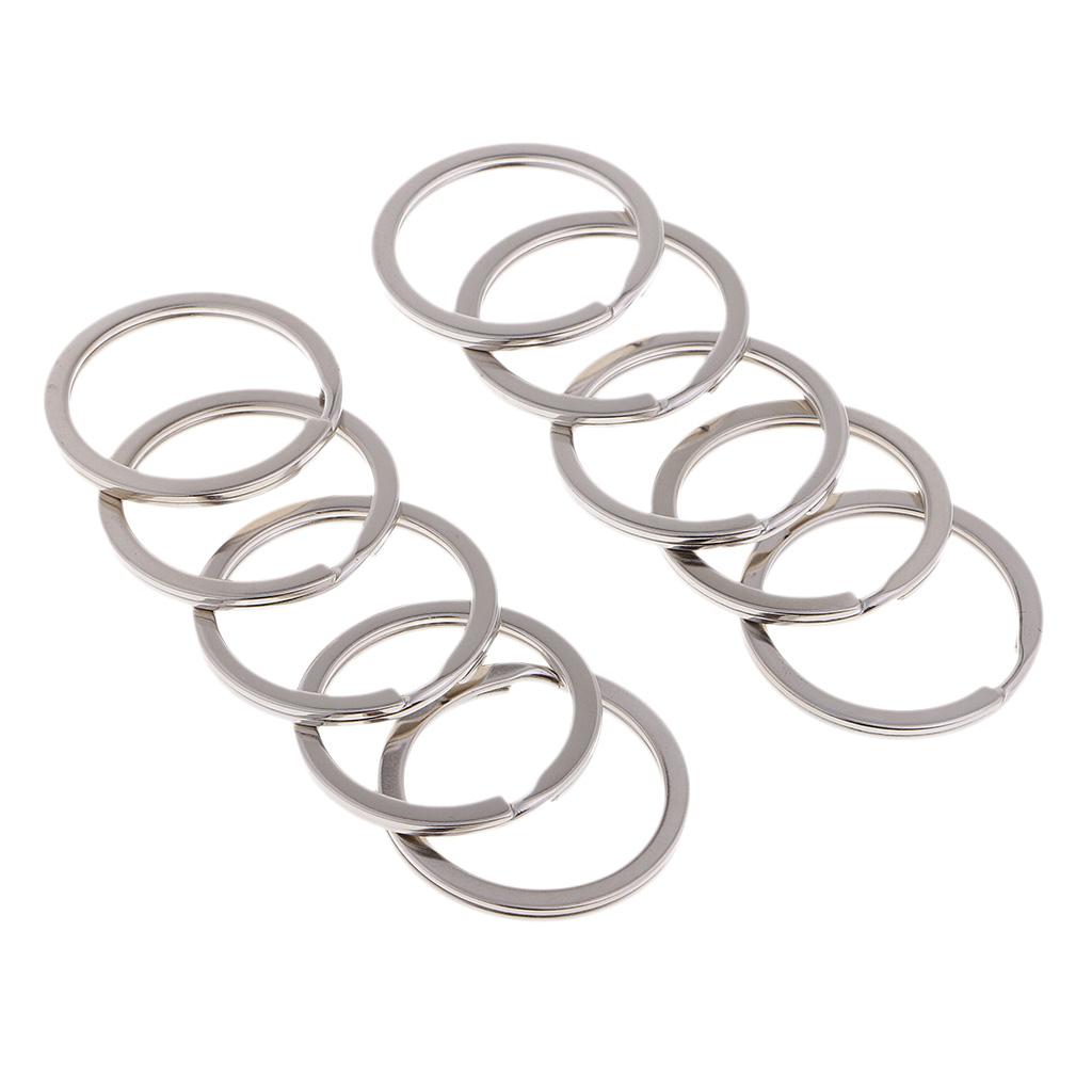 10Pcs Metal Flat Key Ring / Circular Keychain For Home Car Keys Attachment