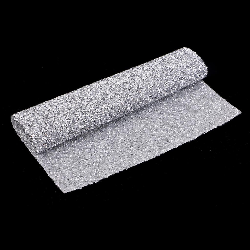 Crystal Rhinestone Trims Sheet Iron on Applique for Decoration Silver