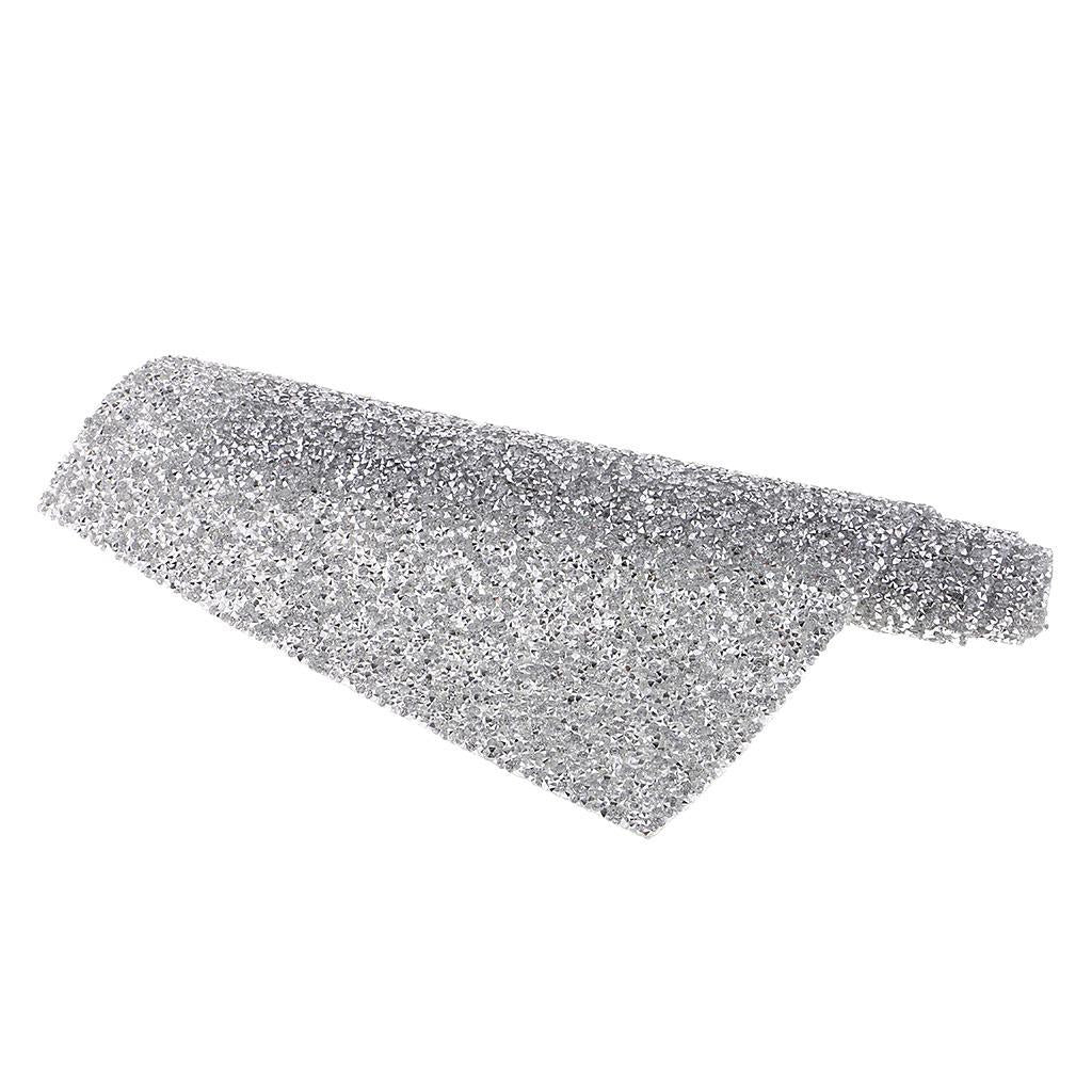 Crystal Rhinestone Trims Sheet Iron on Applique for Decoration Silver