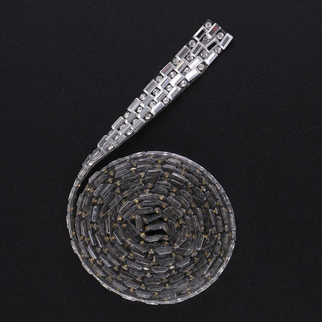 1 Yard Silver Rhinestone Ribbon Crystal Sewing Trim DIY Crafts 4 Rows 10mm