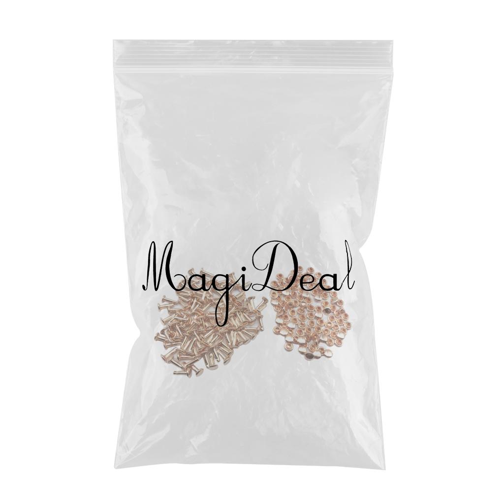 100 Sets Double Caps Studs Rivets for Bags Shoes Leather 6x10mm Light Gold