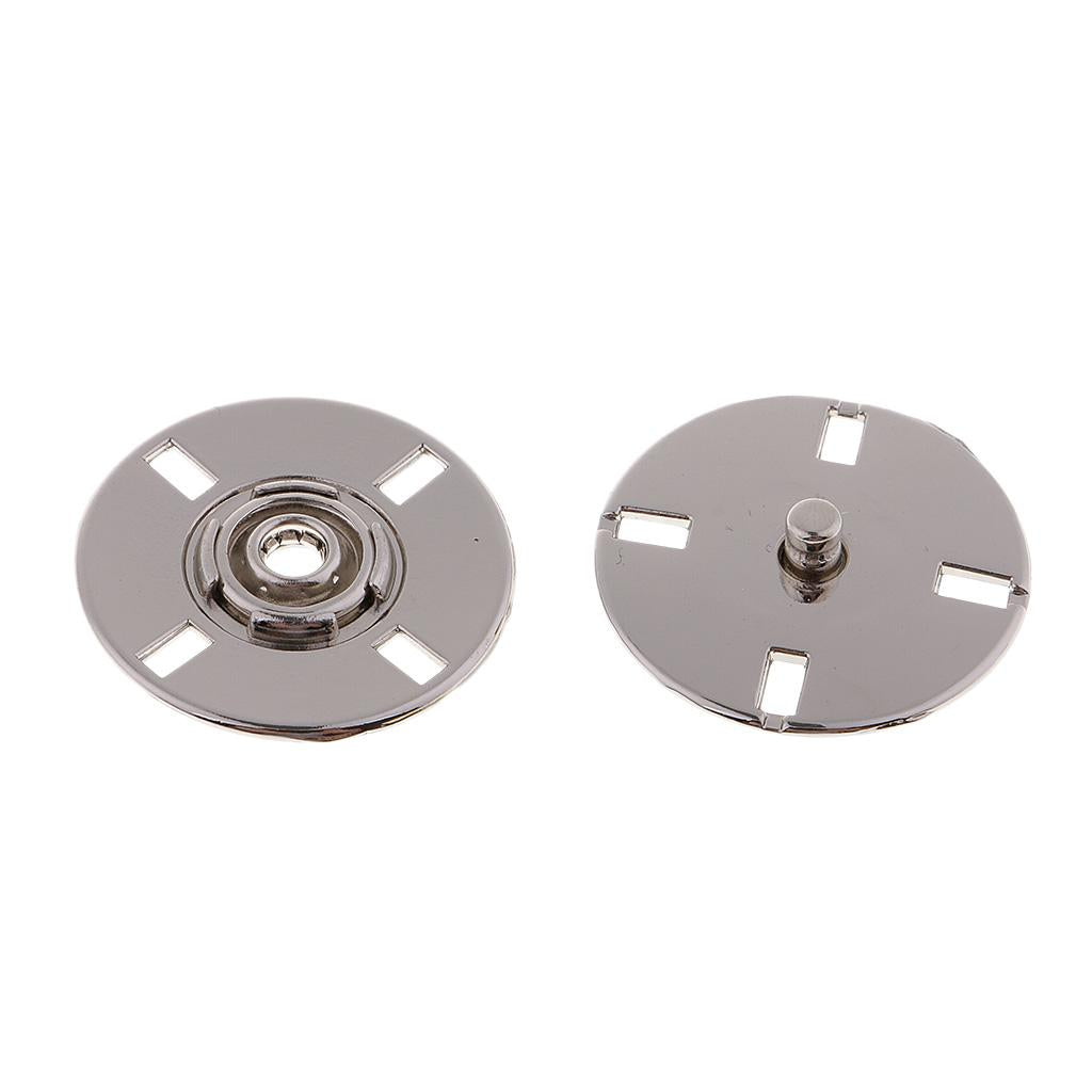 5 Sets Metal Snap Fastener Press Stud Sew On Buttons 25mm Silver