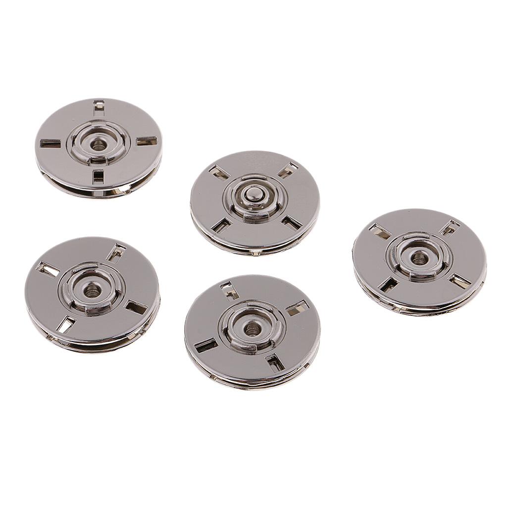 5 Sets Metal Snap Fastener Press Stud Sew On Buttons 25mm Silver