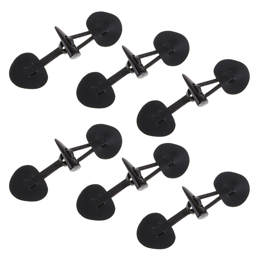 6 Pairs PU Leather Horn Toggle Buttons Duffle Coat Fastener Buckle Black