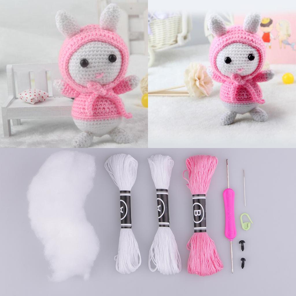 Amigurumi Crochet Kits Pink Rabbit DIY Animal Material Package for Adults