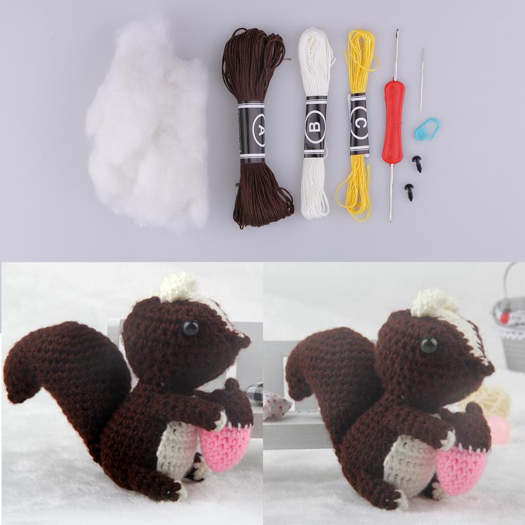 DIY Animal Amigurumi Crochet Kit Brown Squirrel DIY Crafts Material Package