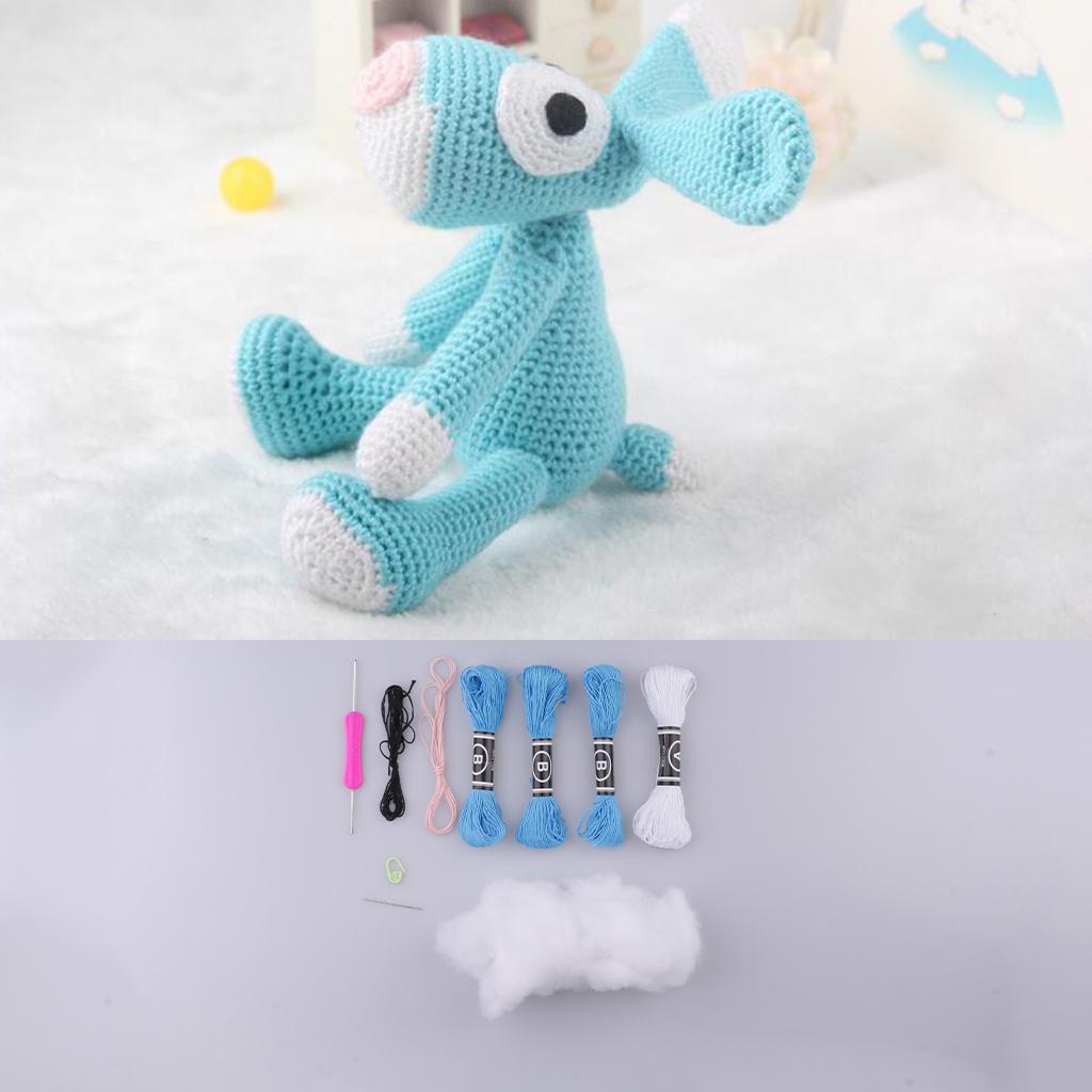 1 Set Animal Amigurumi Crochet Kit Blue Dog Materials Package Sewing Crafts