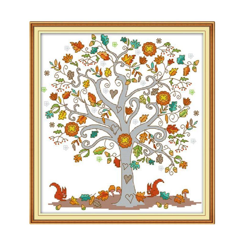 The Tree of Love Stamped Cross Stitch Kit DIY Needlework Craft 11CT 38x41cm