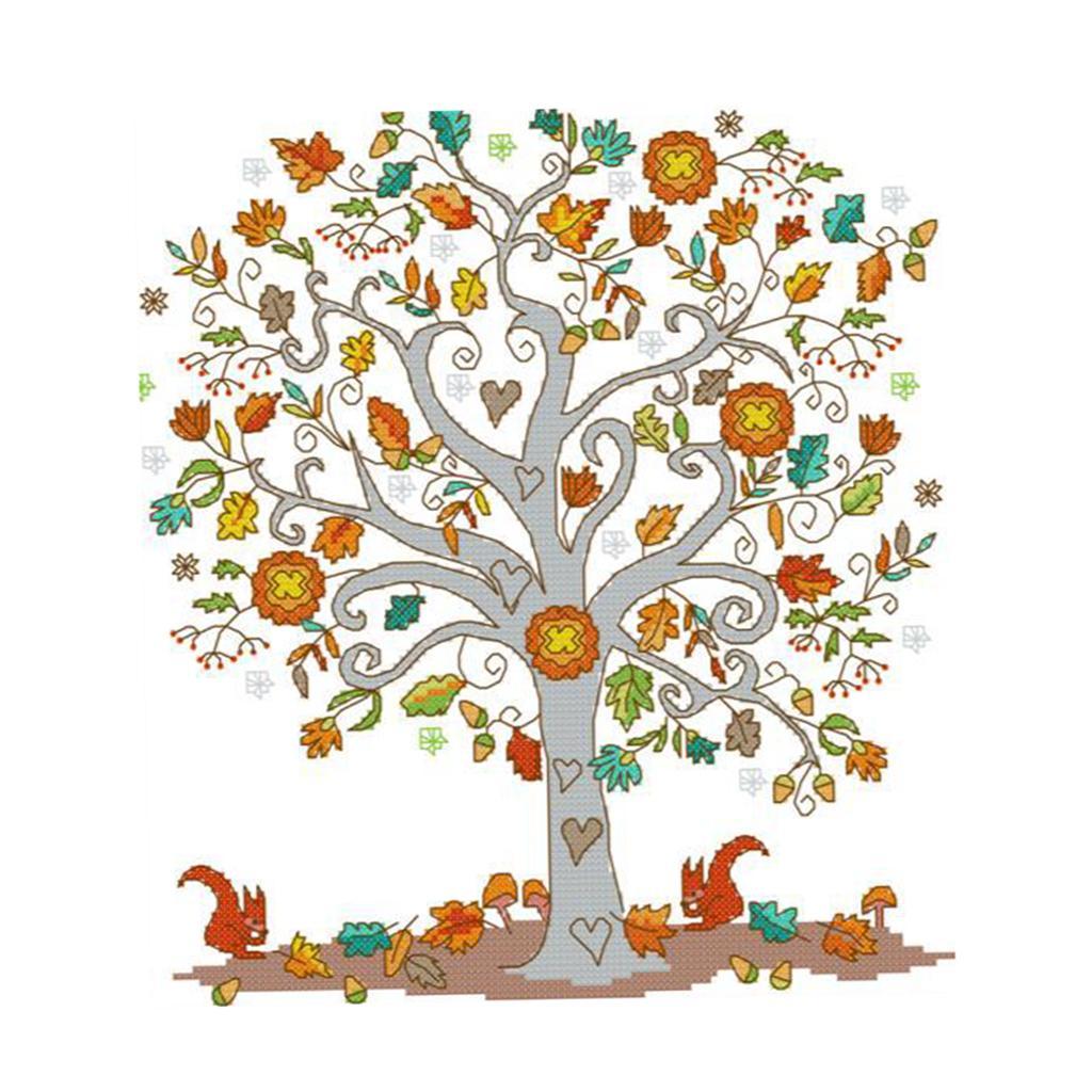 The Tree of Love Stamped Cross Stitch Kit DIY Needlework Craft 14CT 30x32cm