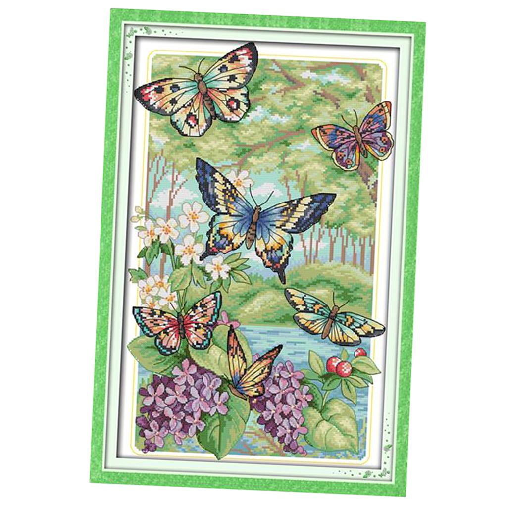 Butterfly Cross Stitch Kit Pre-printed Design Works 40 x 60cm 11CT Stamped