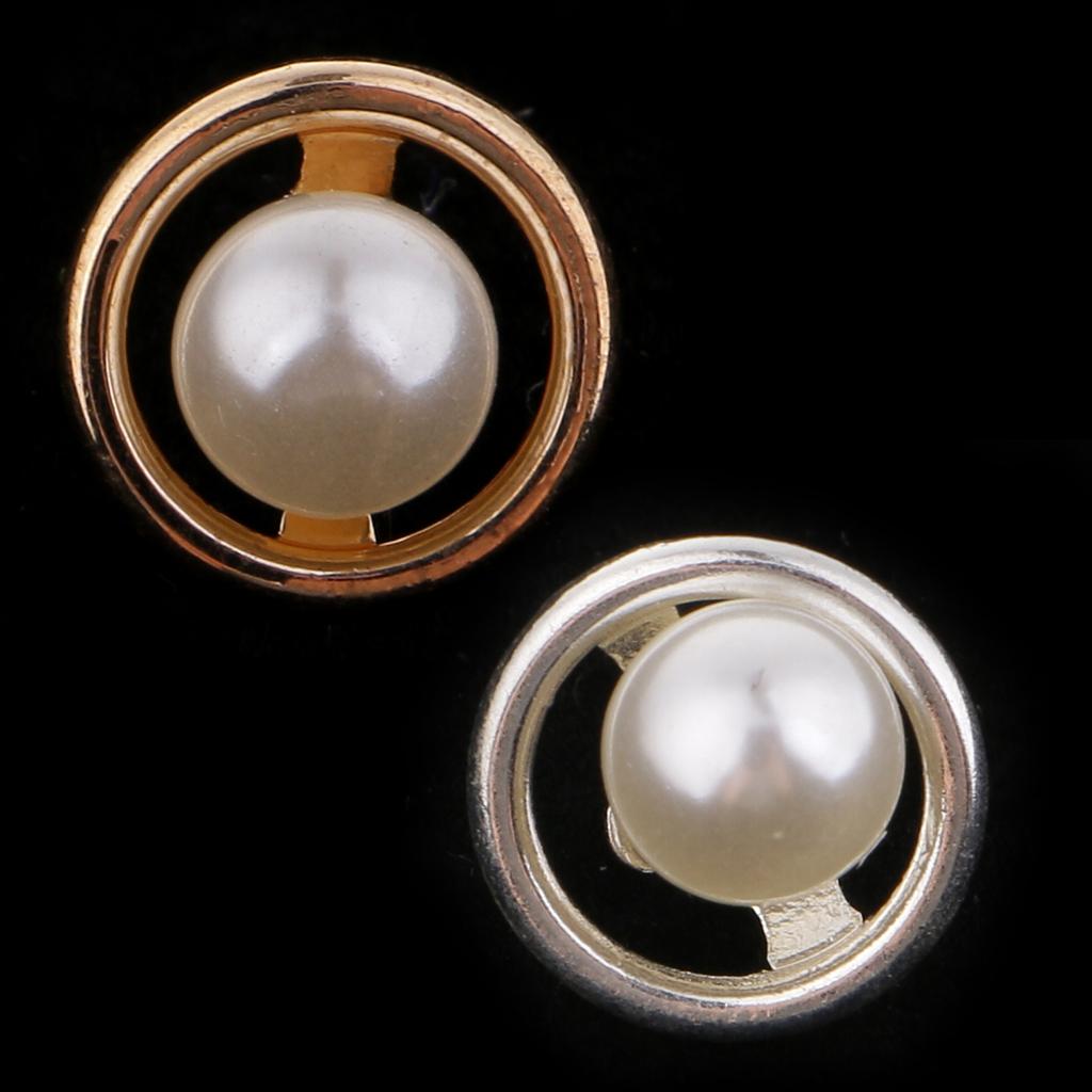 10Pcs Dome Round Plastic Pearl Buttons for Sewing Wedding Dress 10mm Gold