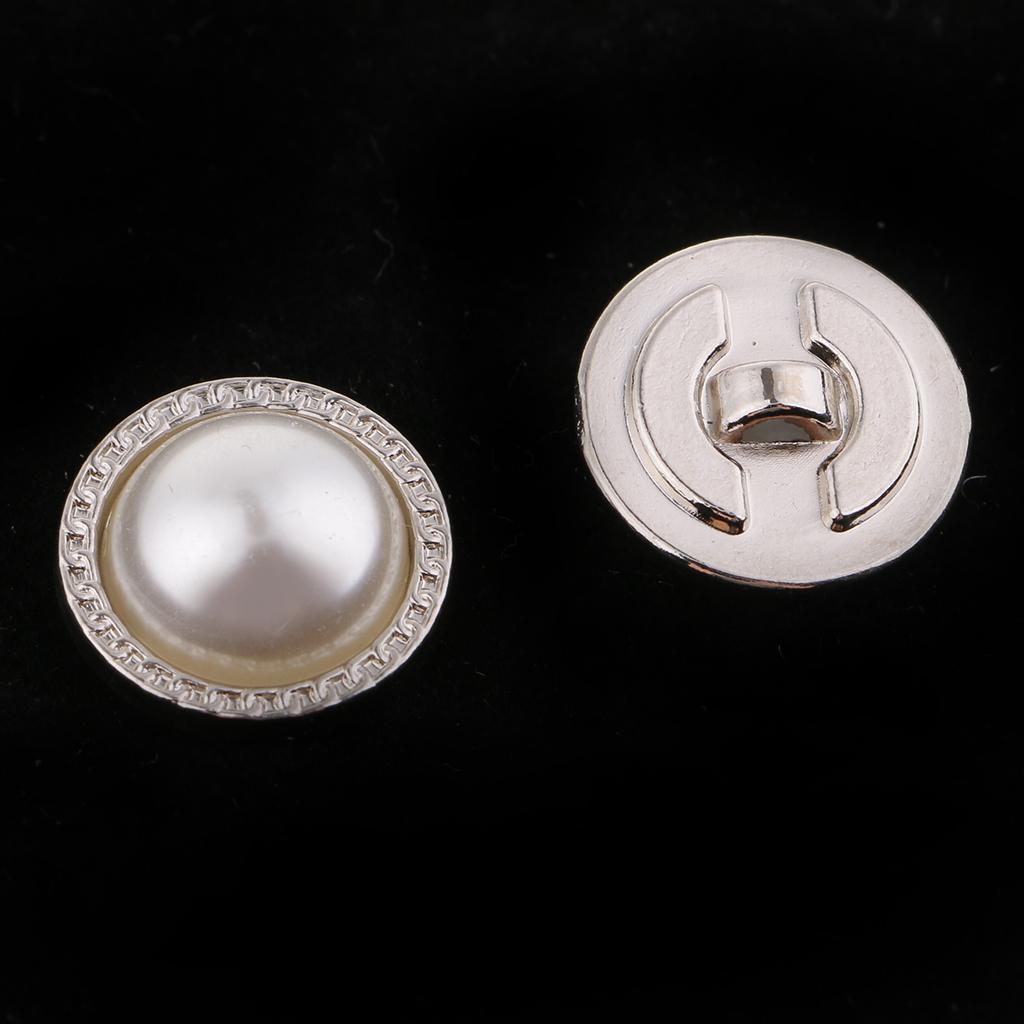 8Pcs Plastic Pearl Buttons Round Sewing Crafts for Clothes Shoes Hat White