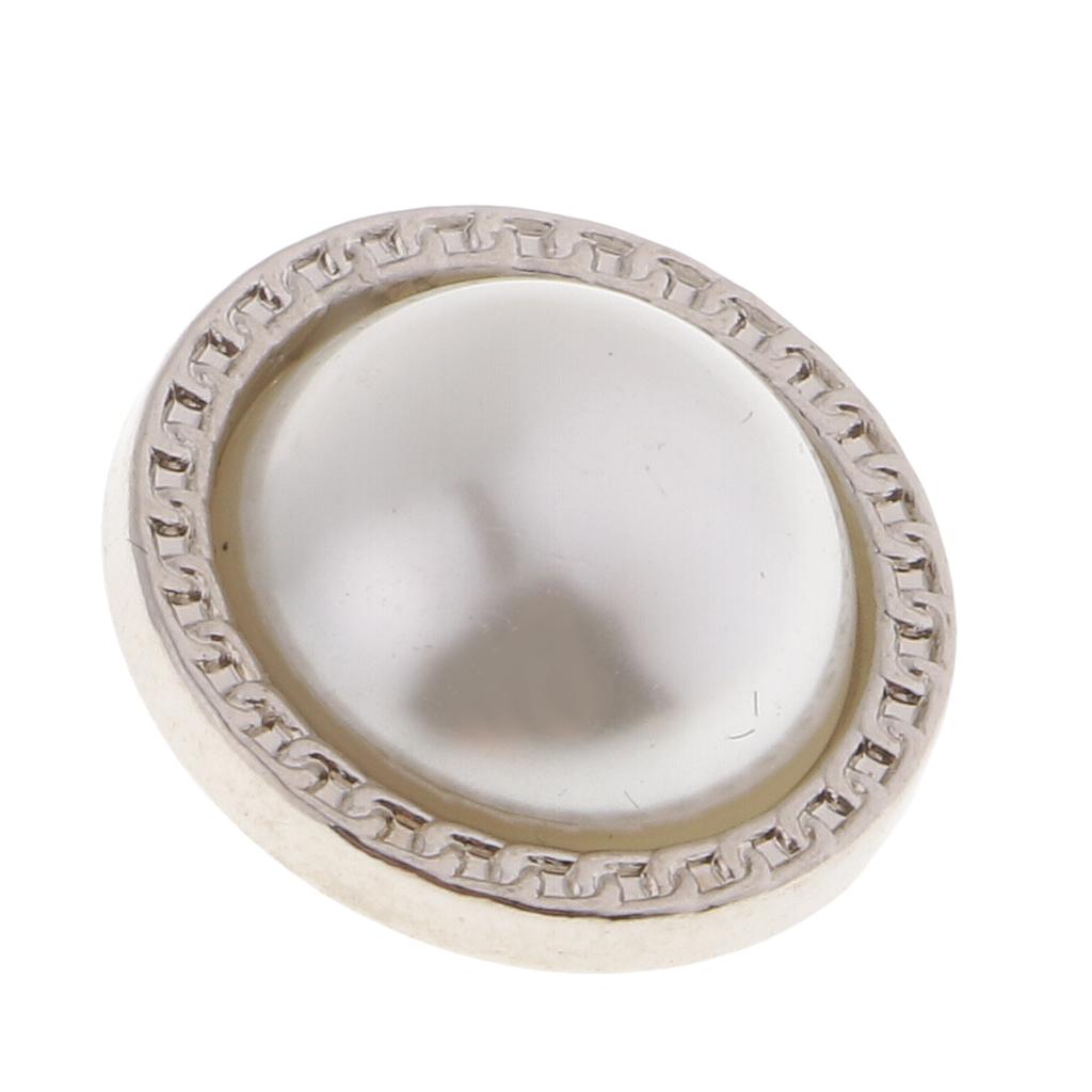 8Pcs Plastic Pearl Buttons Round Sewing Crafts for Clothes Shoes Hat White