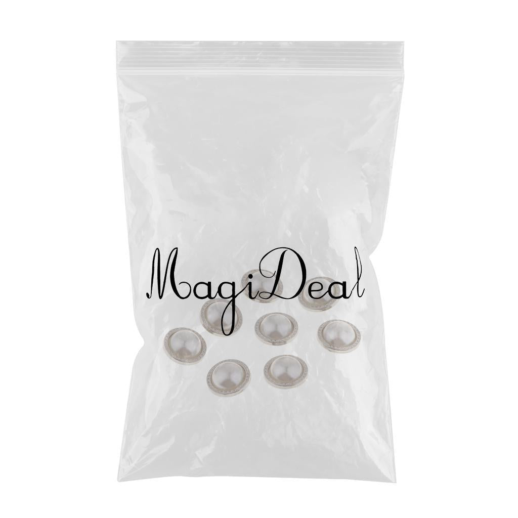 8Pcs Plastic Pearl Buttons Round Sewing Crafts for Clothes Shoes Hat White