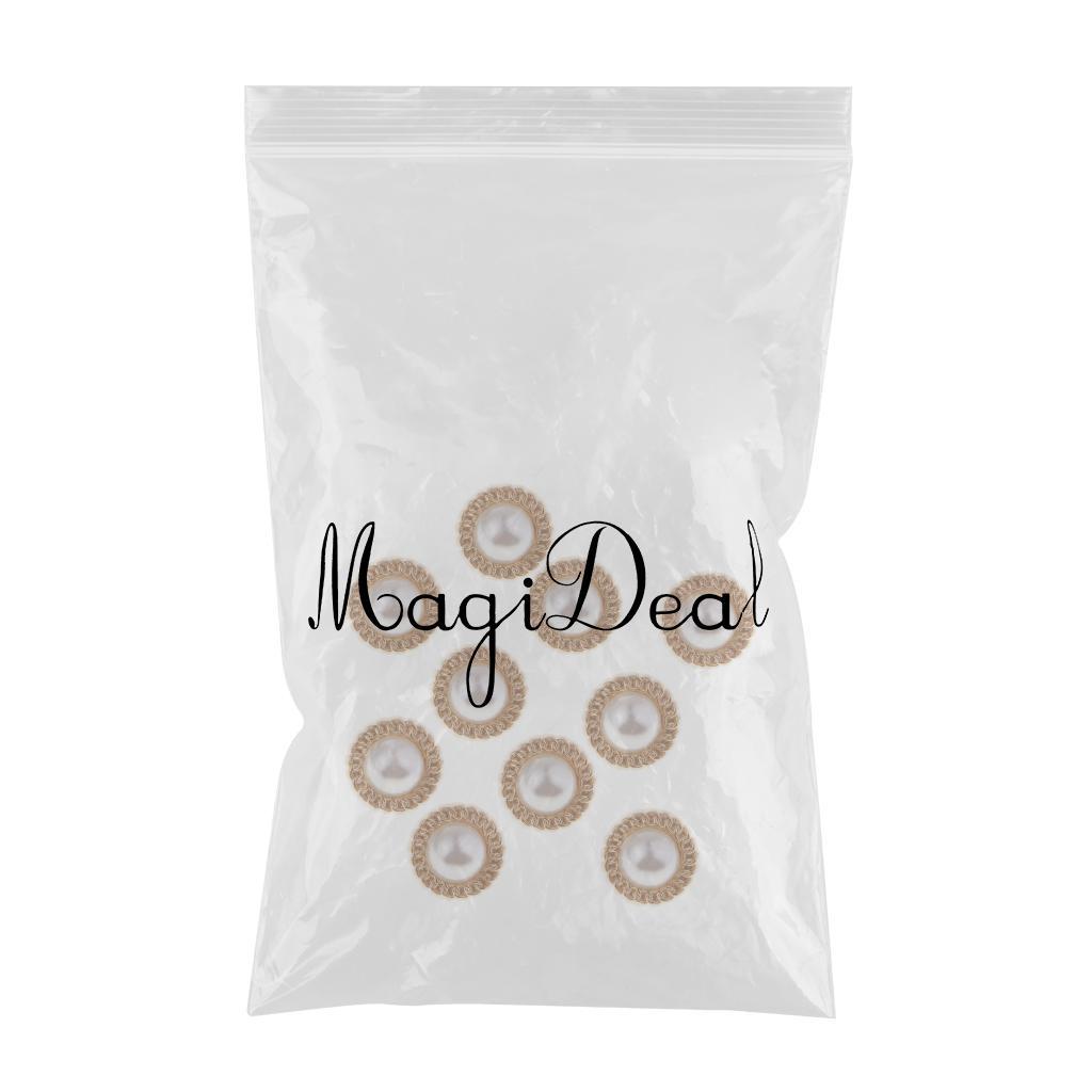 10pcs Pearl Gold Tone Shank Buttons DIY Decor Sewing Craft 10mm