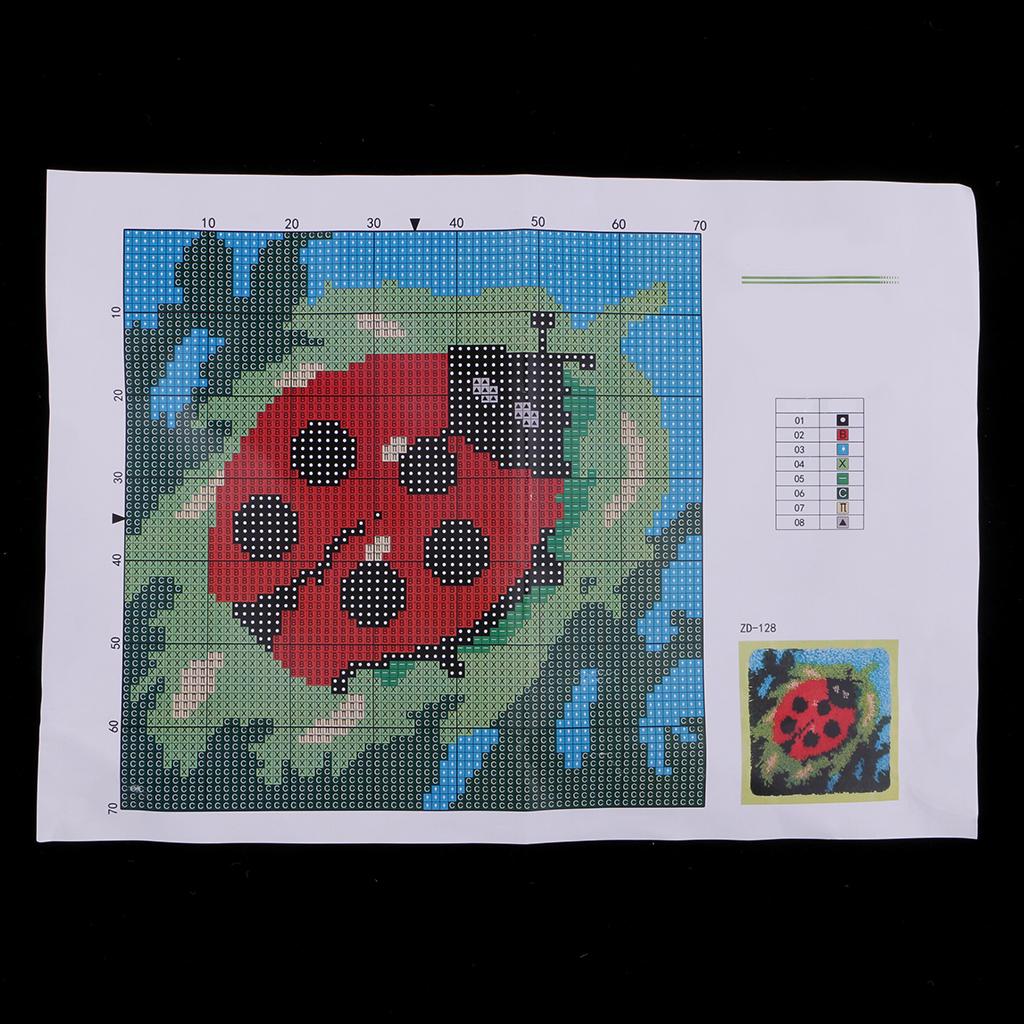 Latch Hook Kits Rugs DIY Craft Needle Embroidery Rugs for Children Ladybug