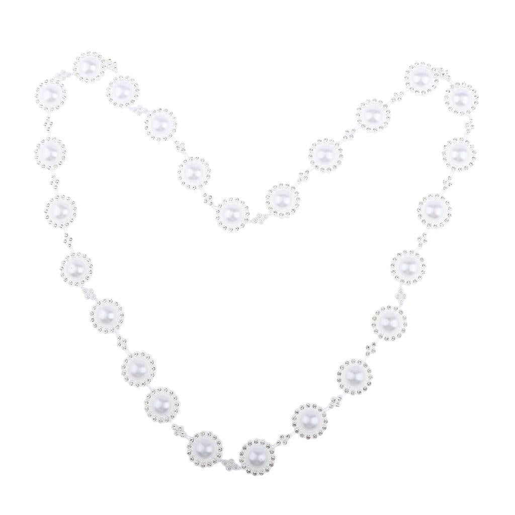 Faux Pearl Rhinestone Chain Trim for Clothes Belts Sewing Craft DIY Flower