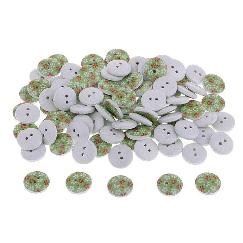 100Pcs Snowflake Wooden Buttons Sewing Clothing Accessories 15mm Green
