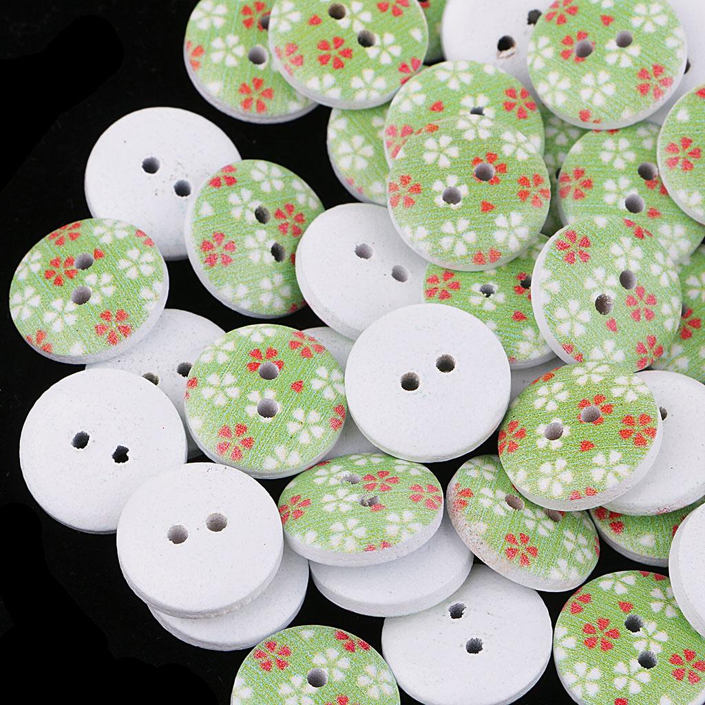 100Pcs Snowflake Wooden Buttons Sewing Clothing Accessories 15mm Green