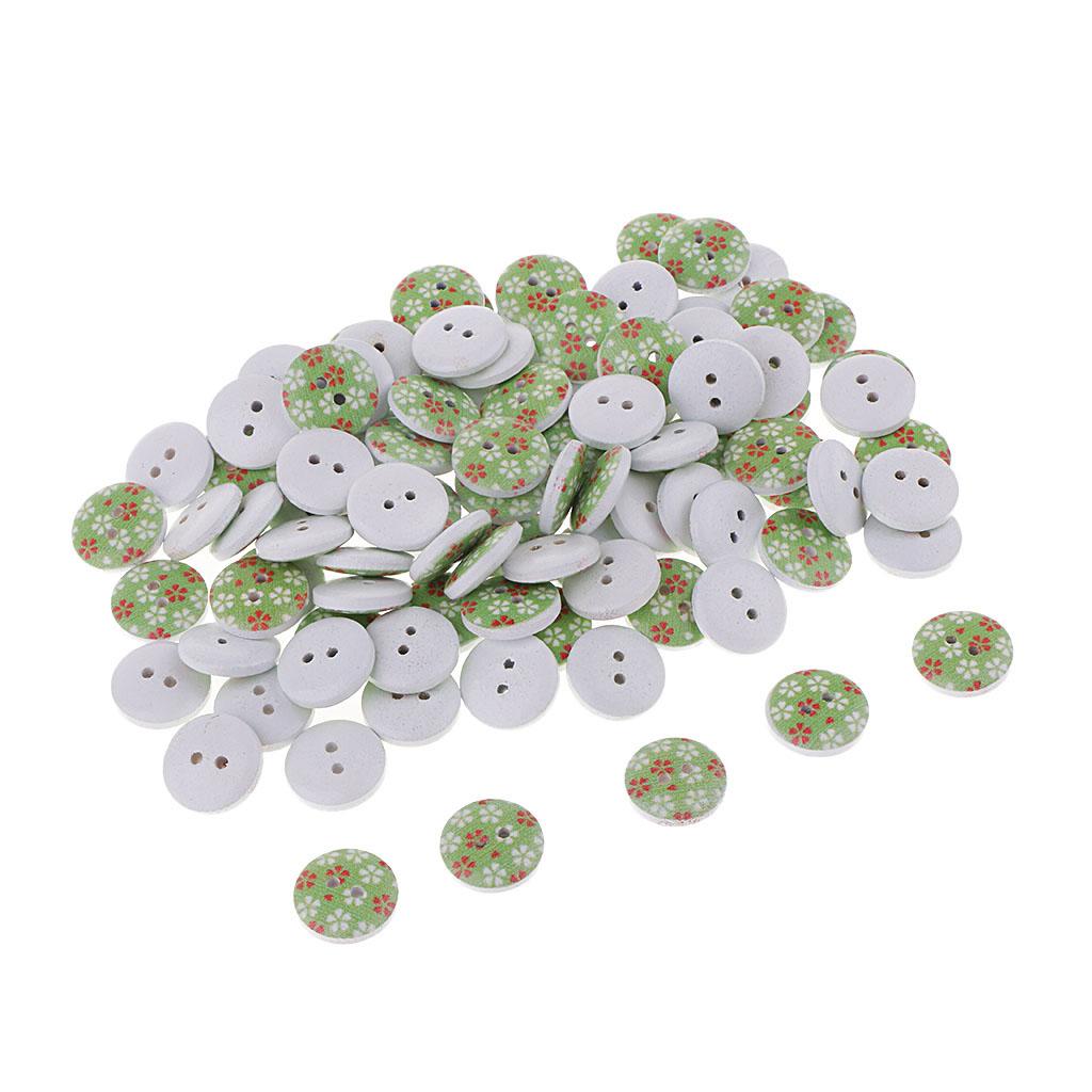 100Pcs Snowflake Wooden Buttons Sewing Clothing Accessories 15mm Green