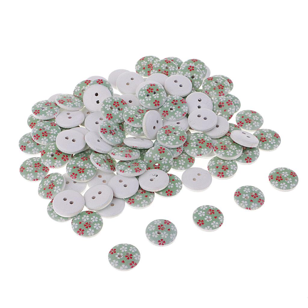 100Pcs Snowflake Wooden Buttons Sewing Clothing Accessories 15mm Light Green