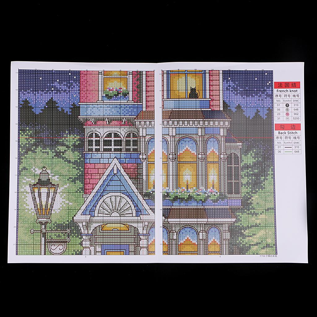 Evening House Cross Stitch Kits Embroidery Crafts DIY Decor 14CT Counted