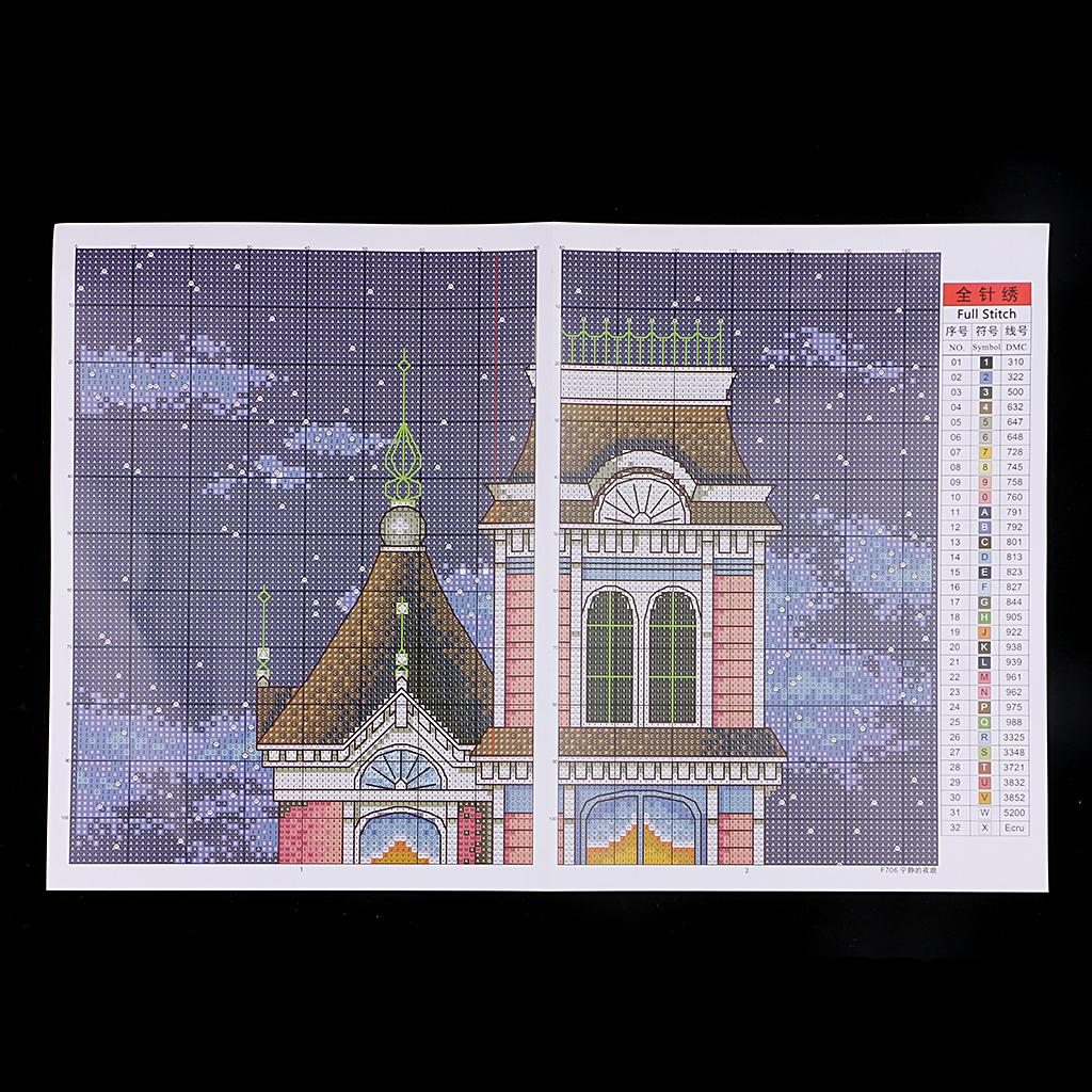 Evening House Cross Stitch Kits Embroidery Crafts DIY Decor 14CT Stamped