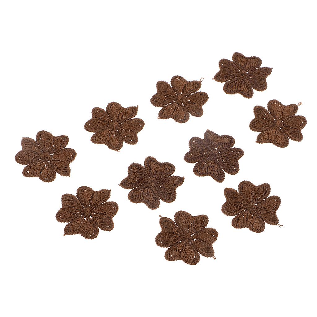 10pcs Embroidered Lucky Patches Sew on Patches Sewing Applique Brown
