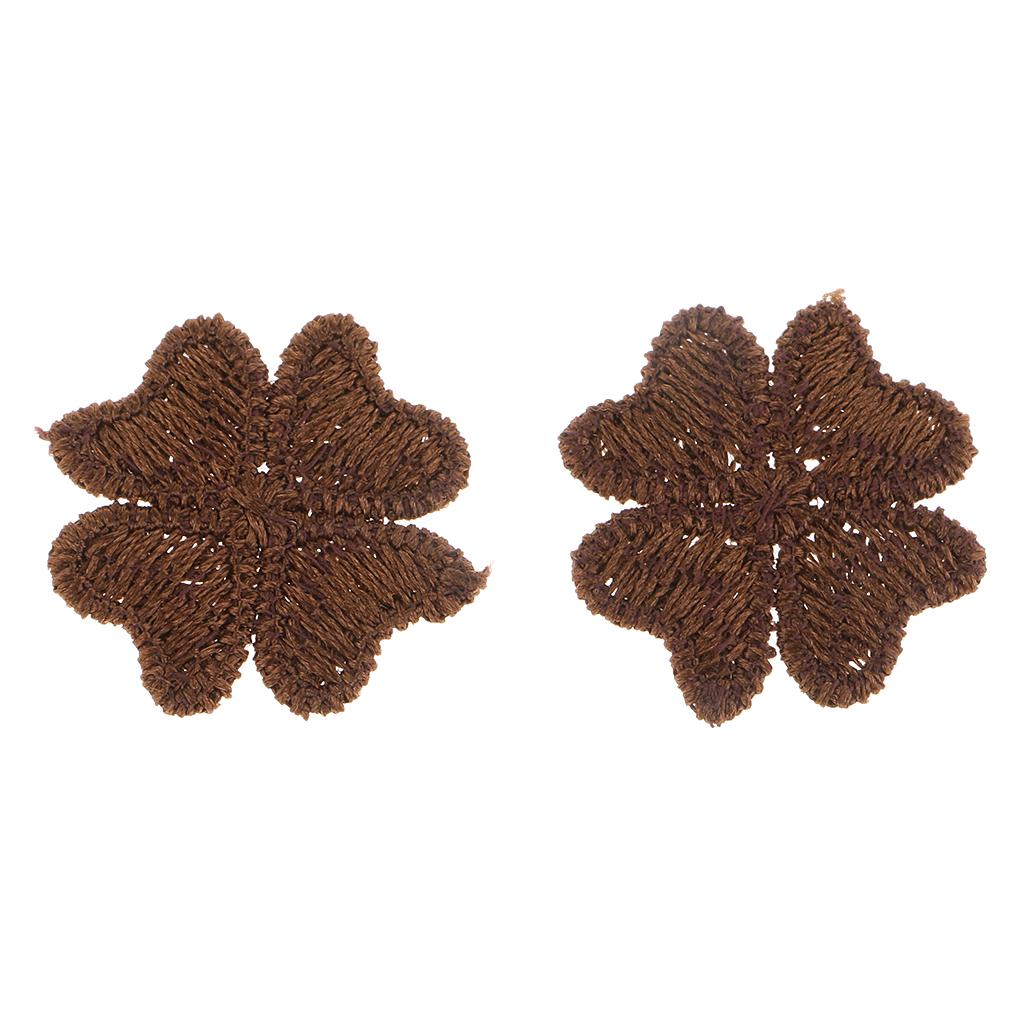10pcs Embroidered Lucky Patches Sew on Patches Sewing Applique Brown
