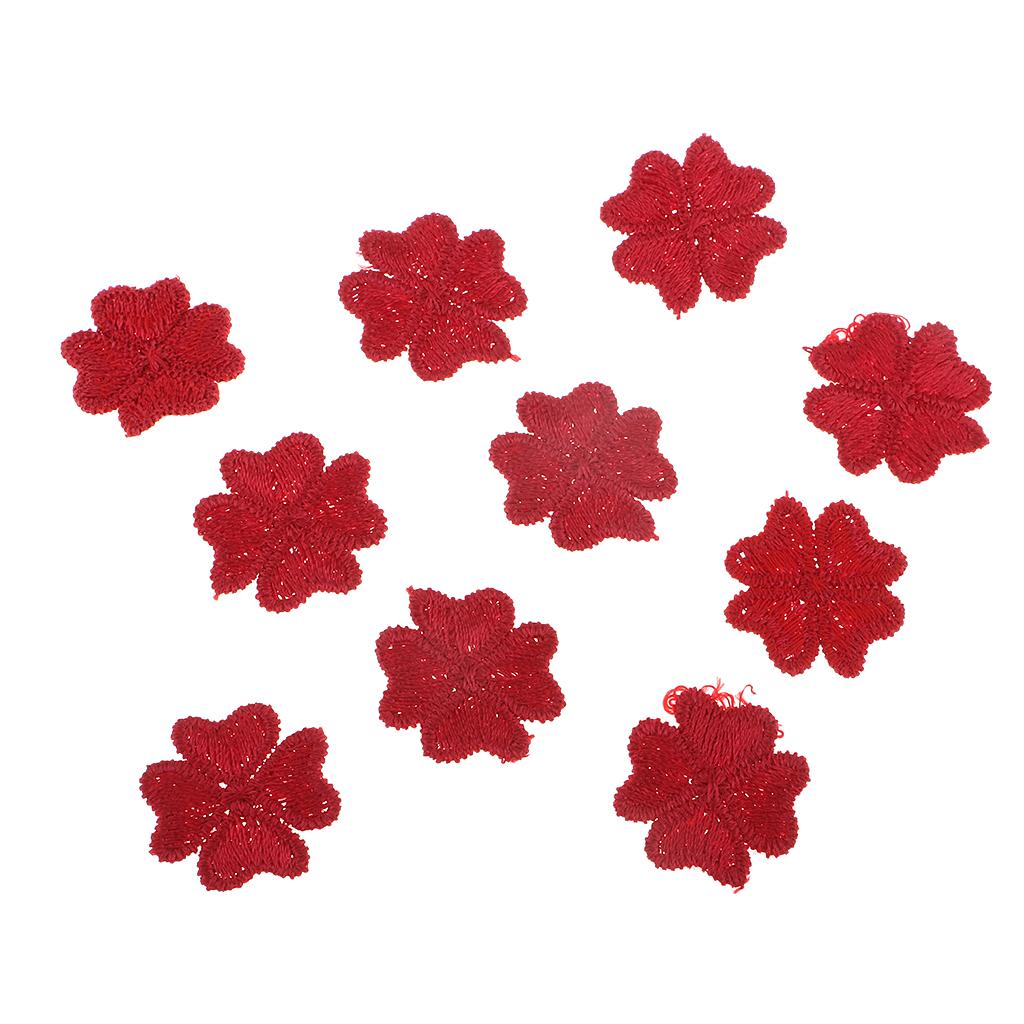 10pcs Embroidered Flower Patches DIY Sew on Patches Sewing Applique Red