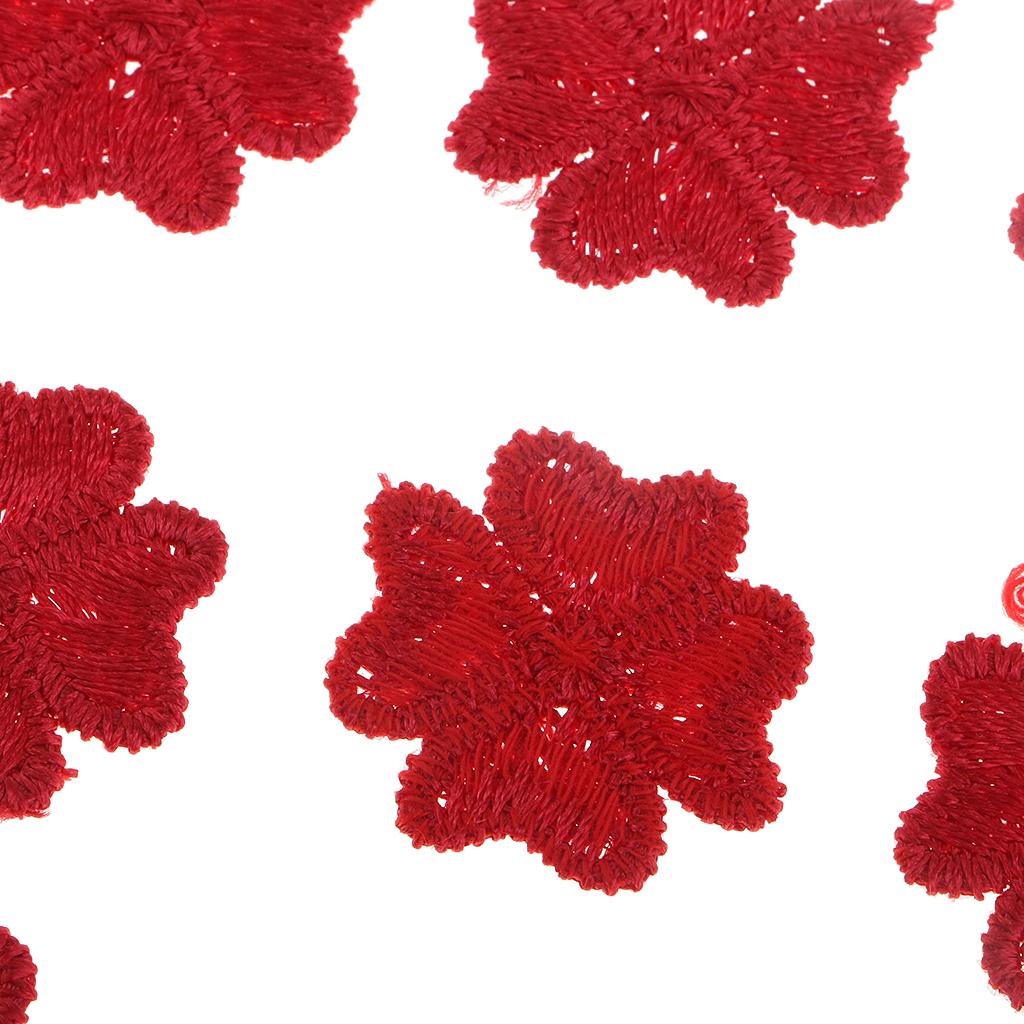 10pcs Embroidered Flower Patches DIY Sew on Patches Sewing Applique Red