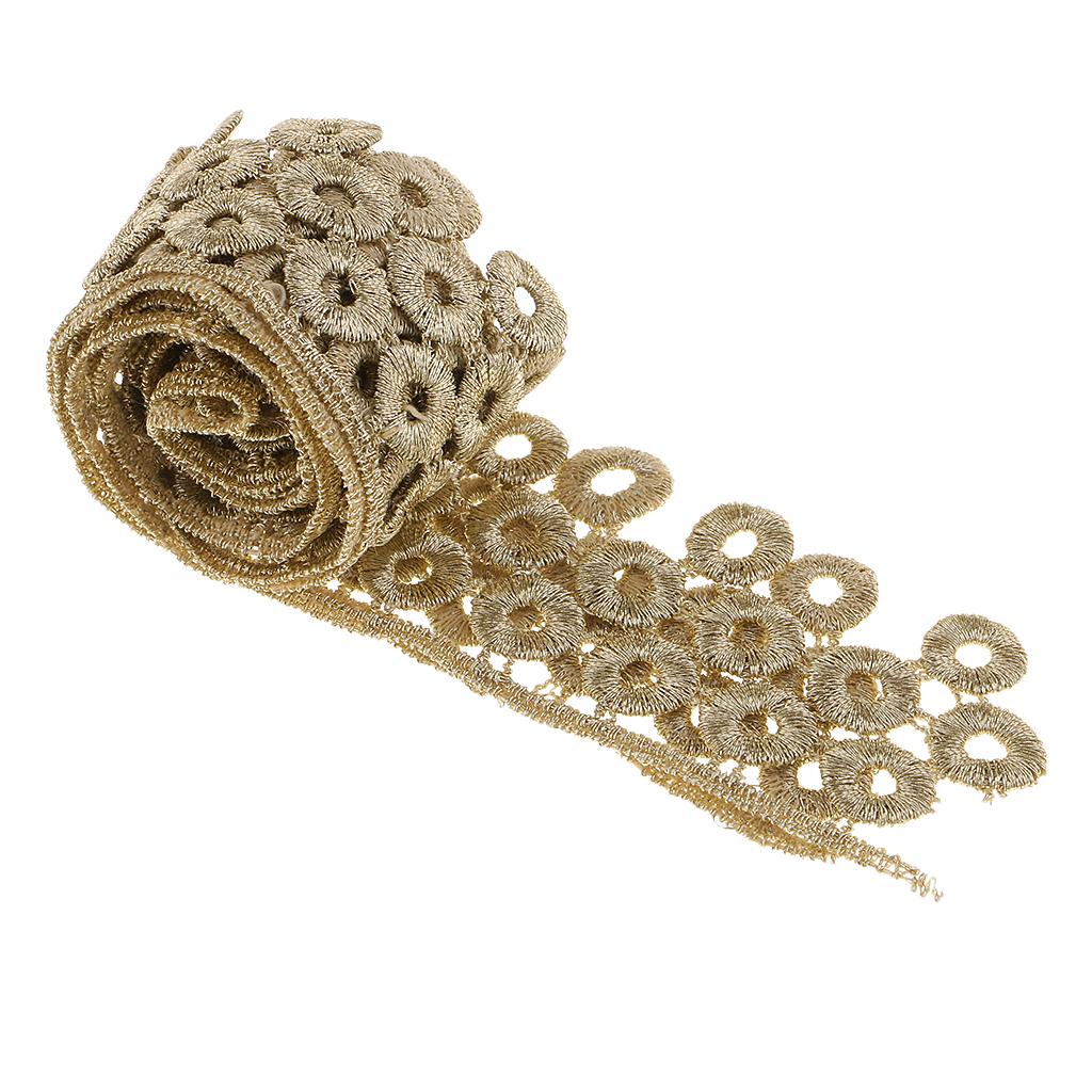 1 Yard Vintage Metallic Lace Trims Embroidered DIY Trimming Ribbon 39mm