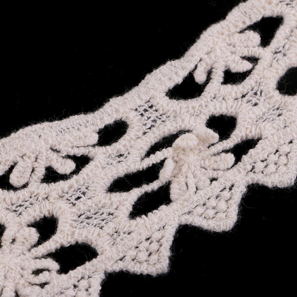 1pc Embroidery Flower Lace Neckline Fabric DIY Collar Sewing Craft Beige