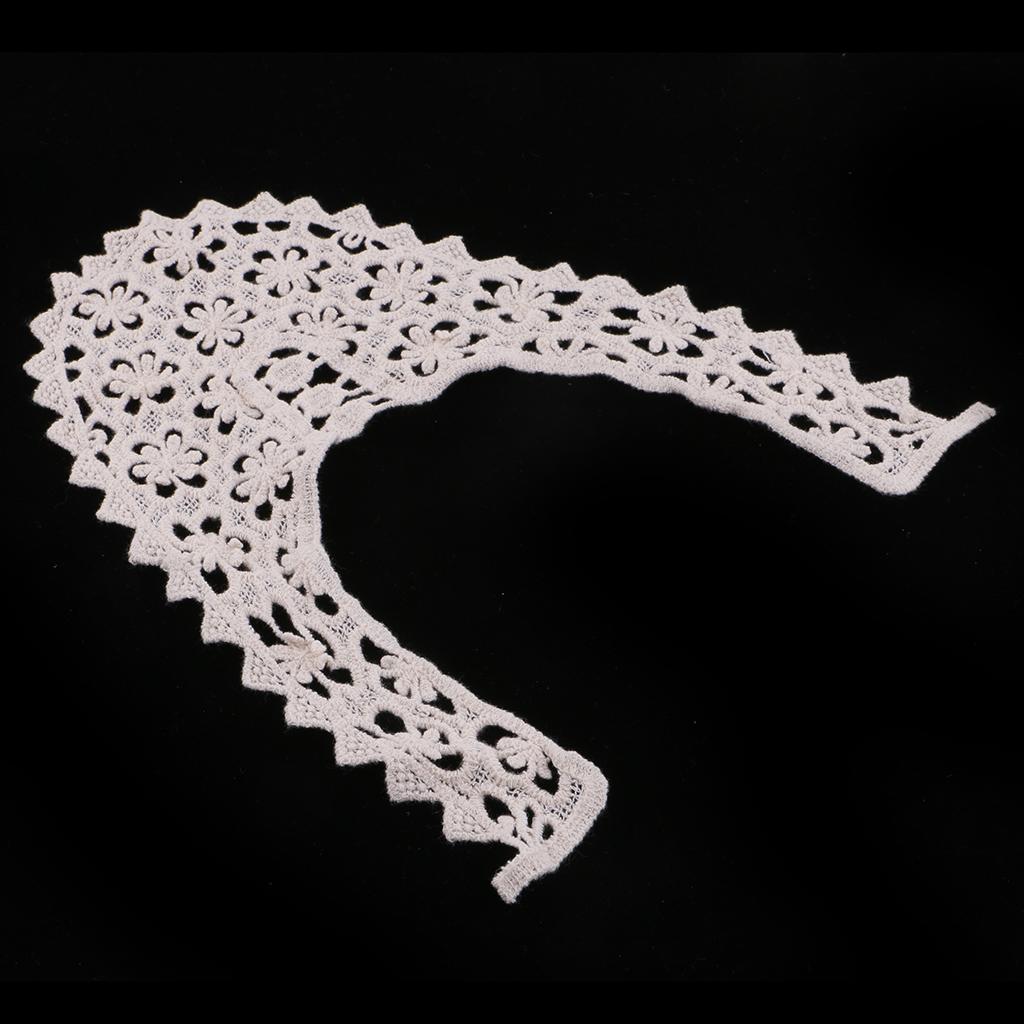 1pc Embroidery Flower Lace Neckline Fabric DIY Collar Sewing Craft Beige