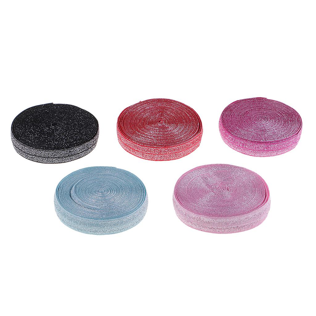 5 Yards Bling Cotton Fold Over Sewing Elastic Band for Dressmaking Black