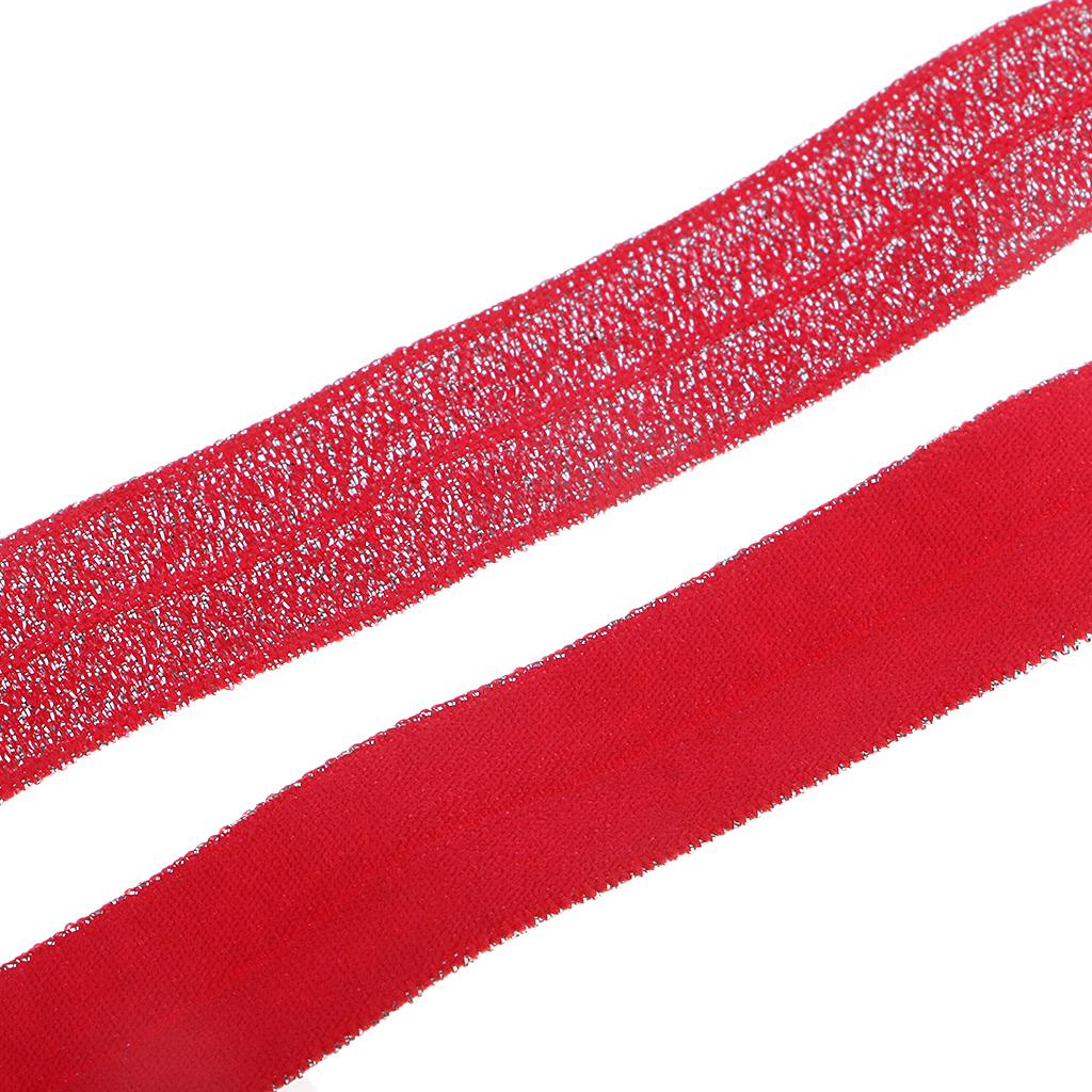5 Yards Bling Cotton Fold Over Sewing Elastic Band for Dressmaking Red