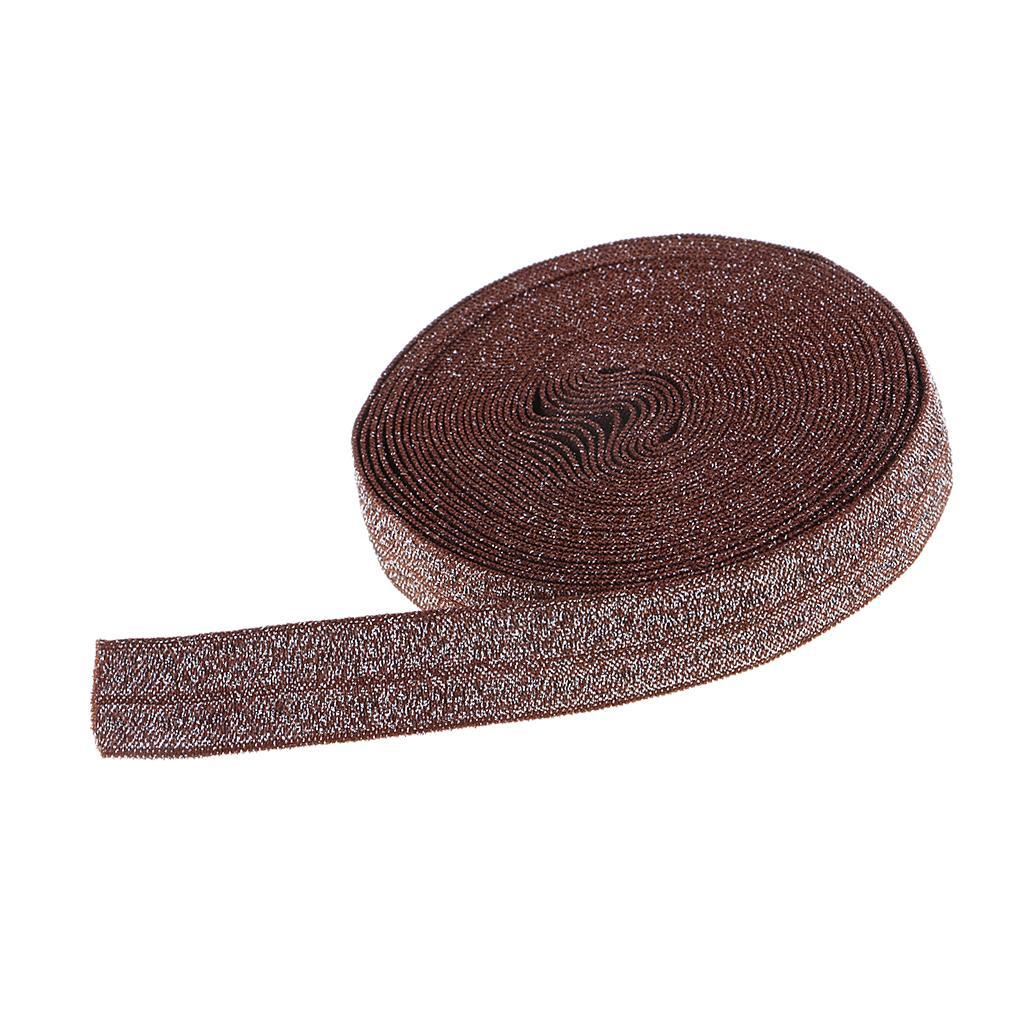 5 Yards Sewing Glitter Elastic Bnad Stretchy Ribbon Trims for Clothes Brown
