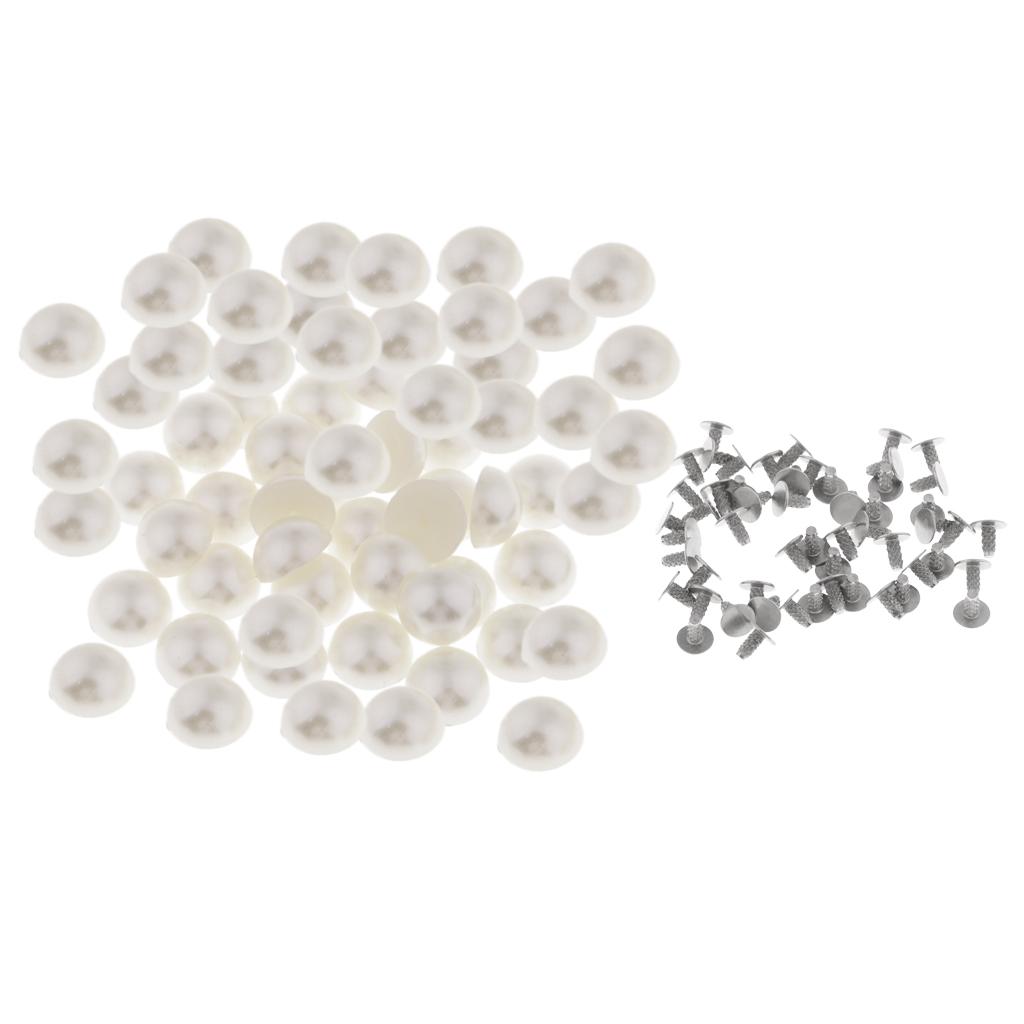 100pcs Imitation Pearl Rivets Studs for Bridal Dress Leathercraft Decor 8mm