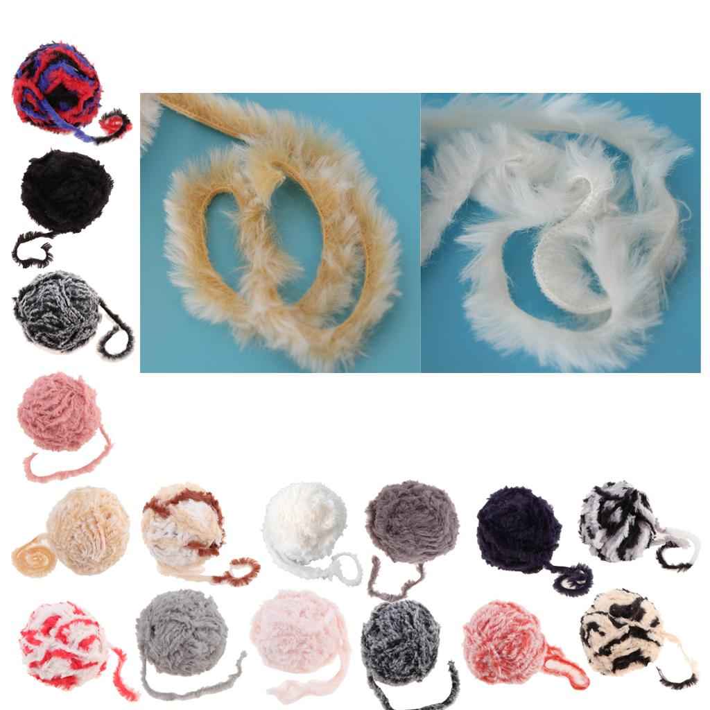 32 Meters Soft Fluffy Faux Fur Yarn for Crocheting Knitting  White