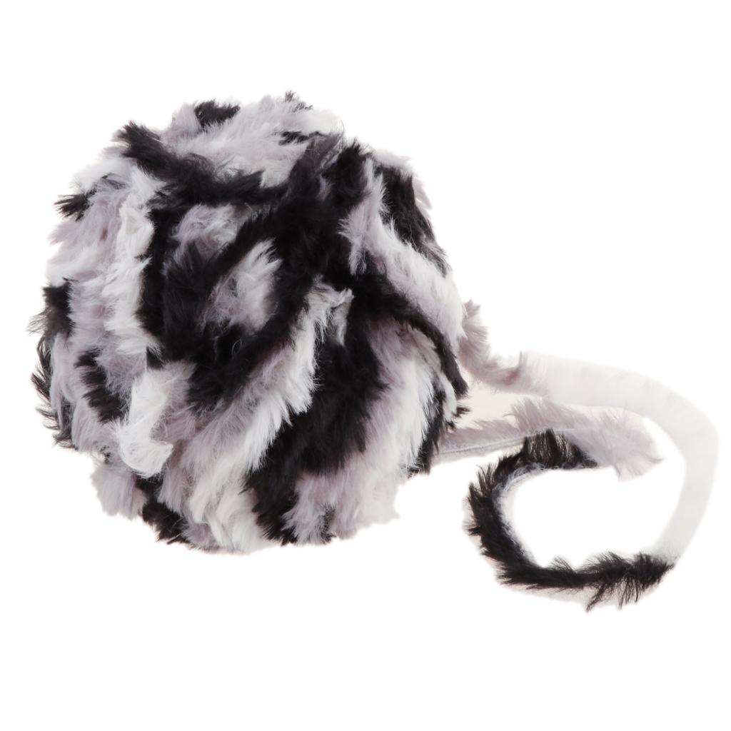 Skein Polyester Soft Yarn Chunky for Crochet Kniting Grey Black