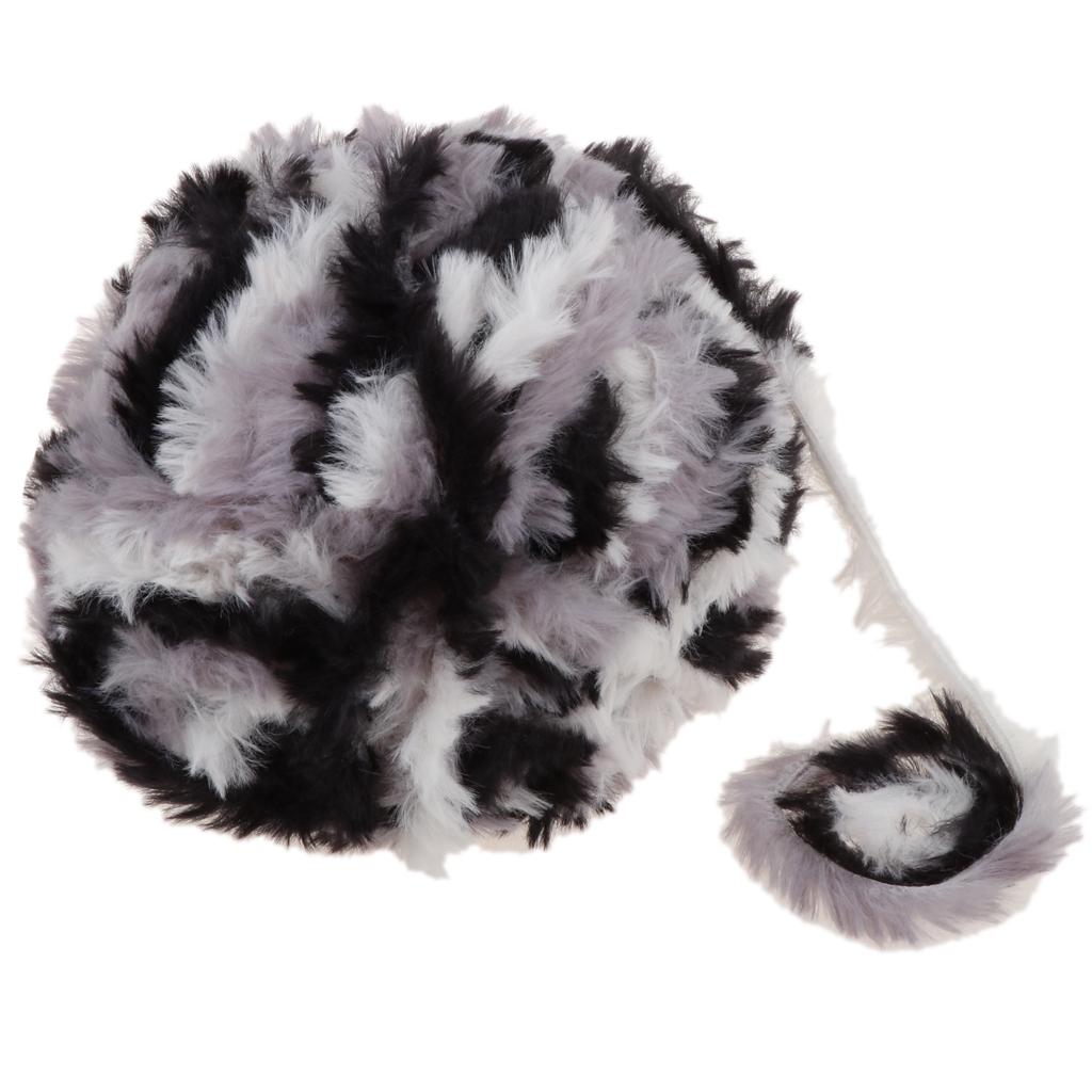Skein Polyester Soft Yarn Chunky for Crochet Kniting Grey Black