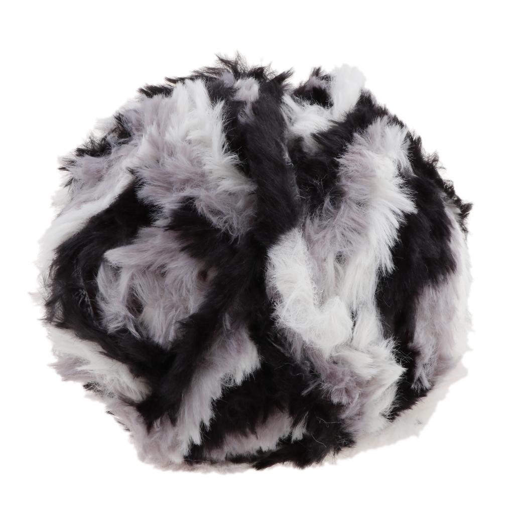 Skein Polyester Soft Yarn Chunky for Crochet Kniting Grey Black
