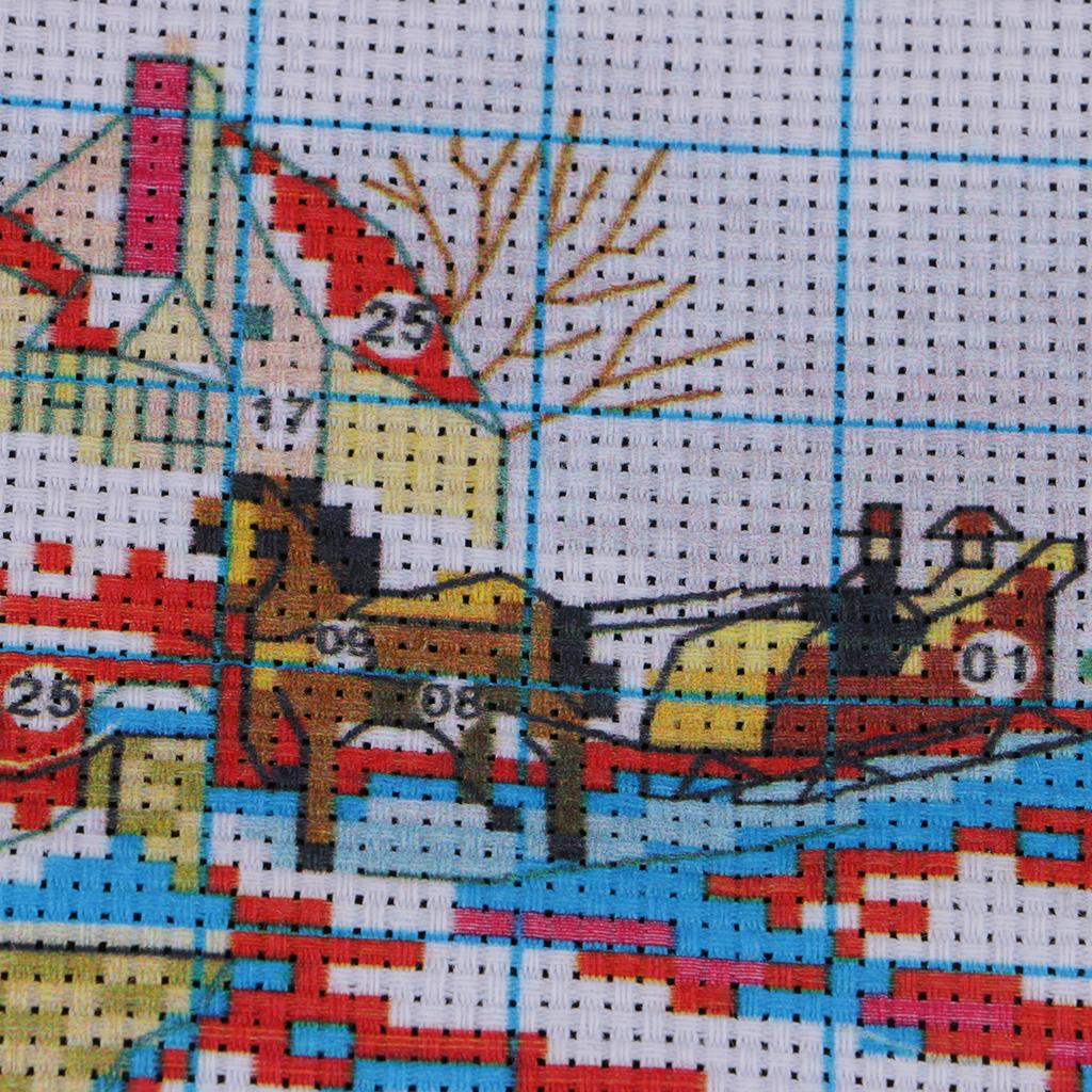Stamped Snowscape Cross Stitch Kit 11CT Embroidery Cloth DIY Sewing Package