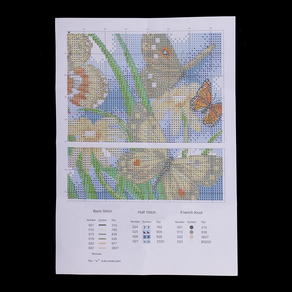 Stamped Cross Stitch Kit Pre-Printed Butterfly Pattern Embroidery for Kids